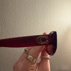 Chic Red Sunglasses with Gold Accent
